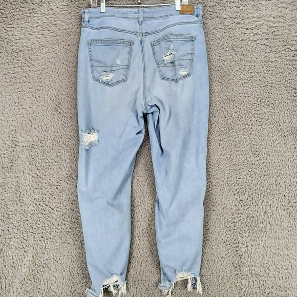 American Eagle Outfitters Jeans Womens 14 Tall Stretch High Rise Distressed Mom - Picture 9 of 16